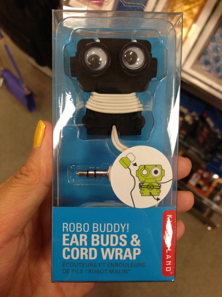 robot earbud wrap with googly eyes