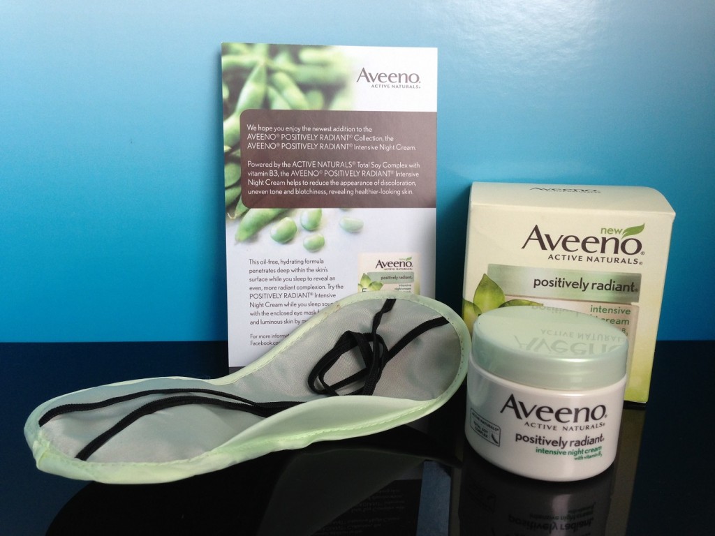 influenster voxbox with aveeno positively radiant intensive night cream and eye mask