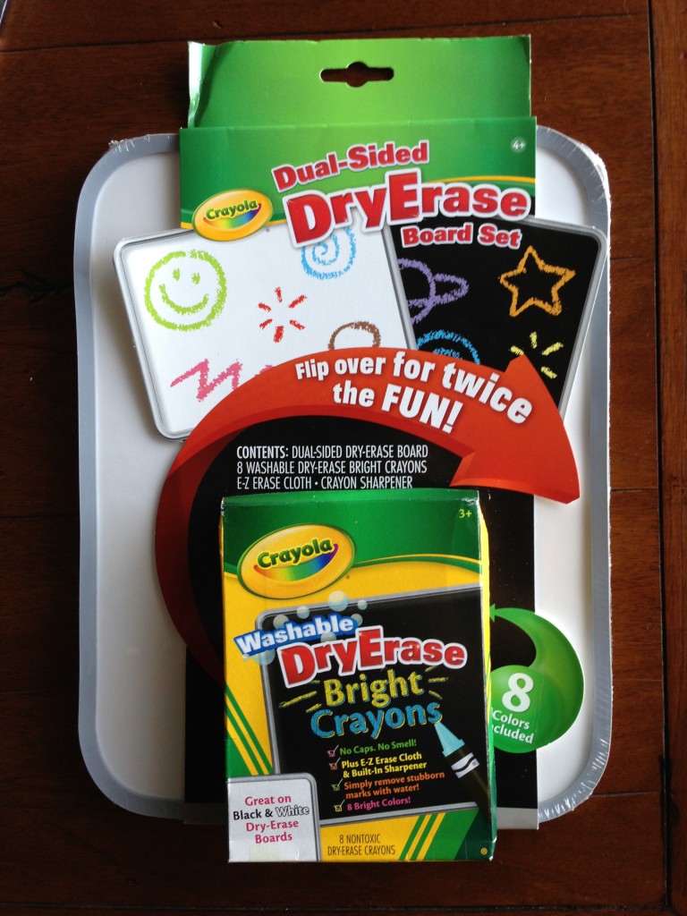 crayola dry erase board dual-sided black and white with set of dry erase crayons and wiping cloth