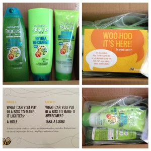 collage of garnier fructis hydra recharge hair treatment system from bzzagent