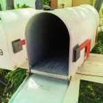 white mailbox with door open revealing empty inside