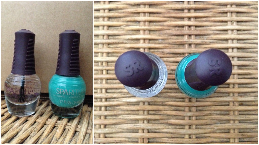 collage of sparitual nail polish and top coat included in the summer 2013 yuzen box