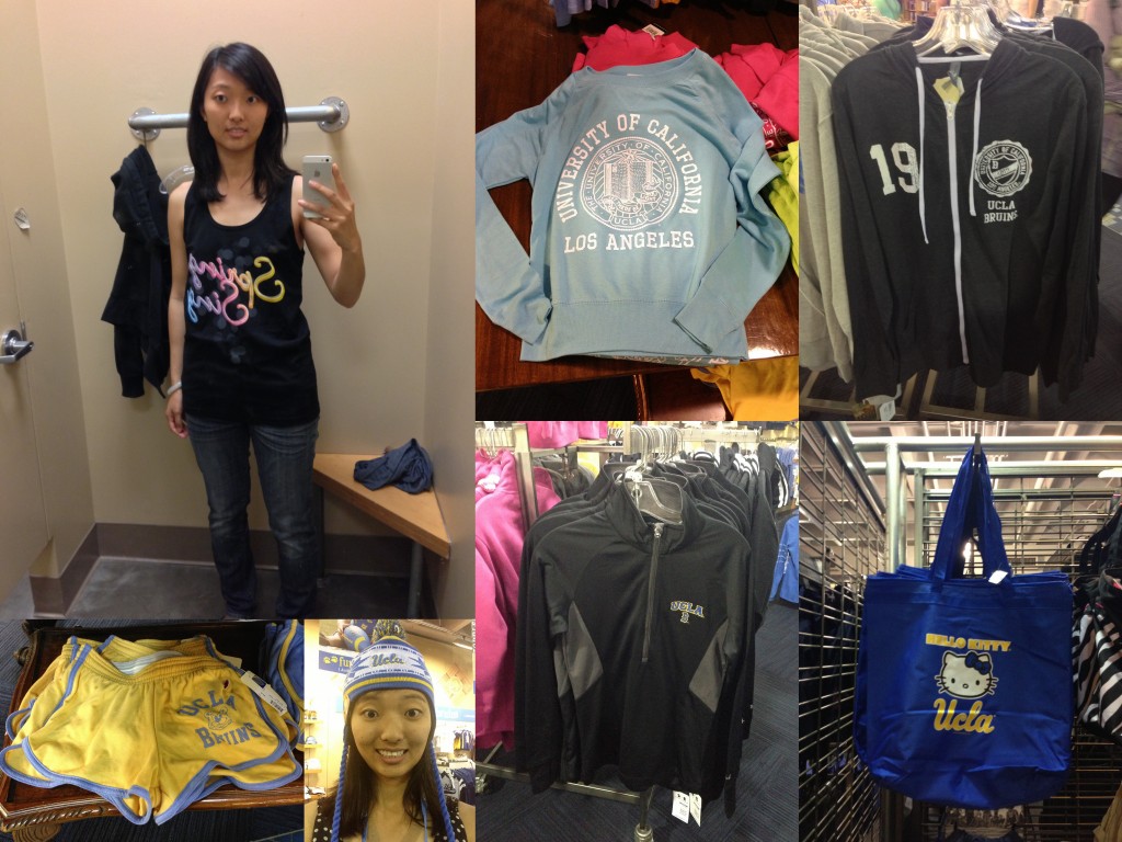 collage of various ucla bearwear items at ucla store