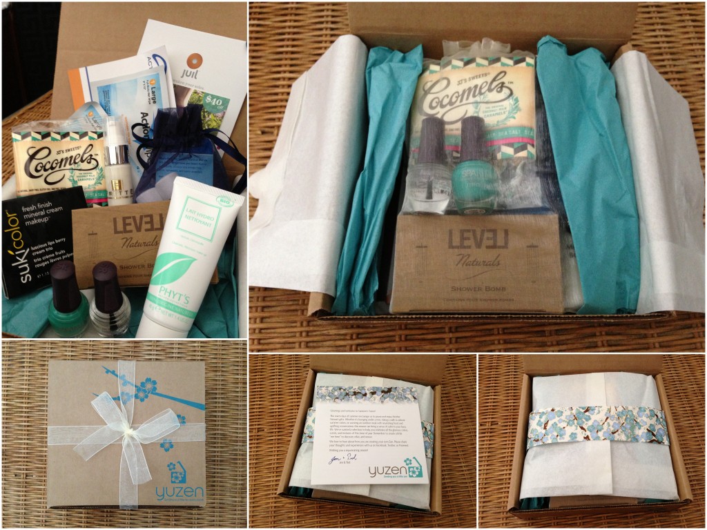 collage of unwrapping of summer 2013 may through july yuzen box