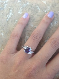 engagement ring with purple sapphire