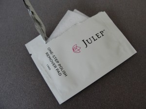 open packet of julep one-step polish remover pad with pad peeking out of packaging