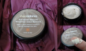 collage of shea radiance kalahari melon whipped shea butter included in the november 2012 yuzen box