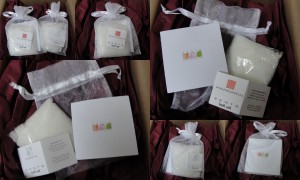 collage of zents bath salts in mandarin and earth included in the november 2012 yuzen box