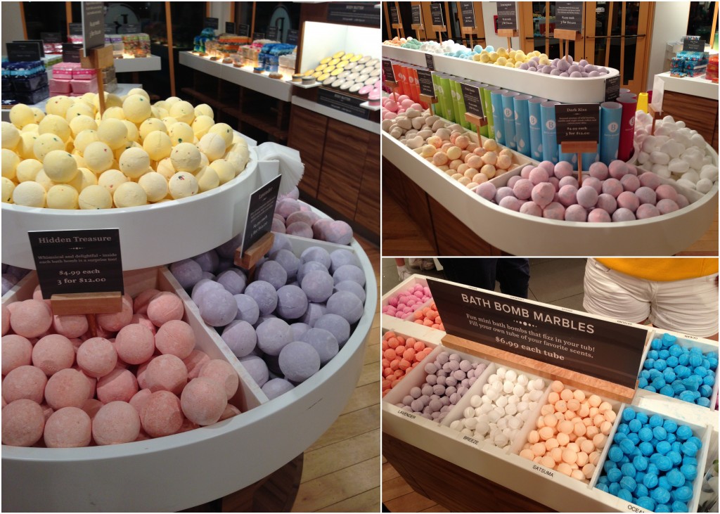 collage of various bath bombs at basin store