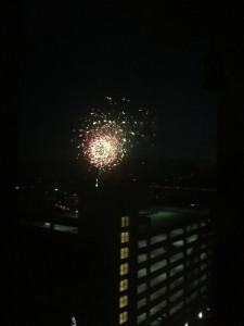 4th of july fireworks show over susquehanna river as viewed from hilton harrisburg executive lounge