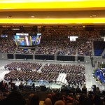 view of ucla engineering commencement 2013 from top of pauley pavilion seating