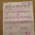 calendar filled with writing planning blog posts