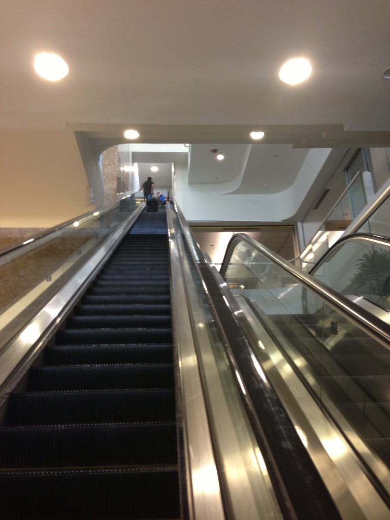 long escalator going up multiple floors