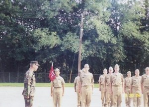 mini boot camp platoon formation with drill instructor yelling