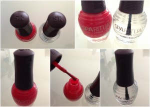 collage of sparitual nail polish in hunk of burnin' love and multi-tasker base & topcoat in one included in the december 2012 yuzen box
