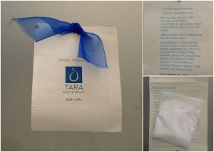 collage of tara bath therapy bath salts included in the december 2012 yuzen box