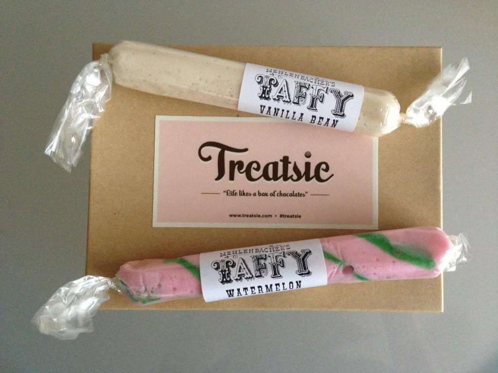 treatsie july box with mehlenbacher's taffy sticks
