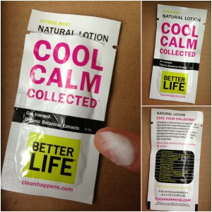 collage of better life citrus mint cool calm collected lotion sample