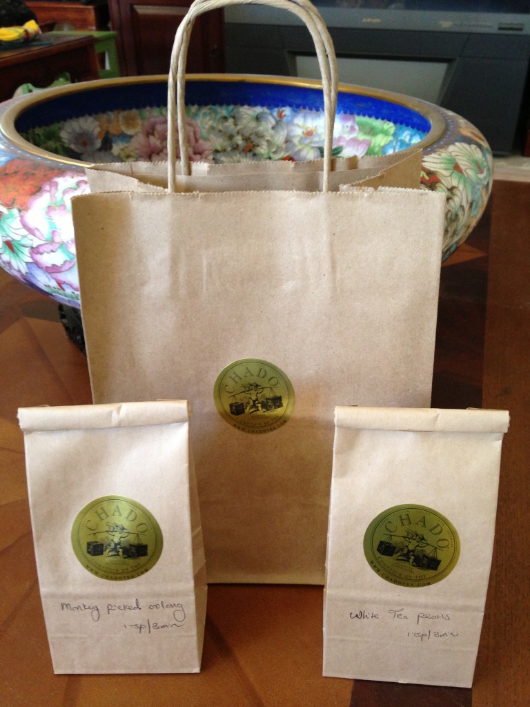 bags of loose leaf tea bought from chado tea
