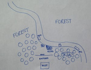 sketch map showing layout of things in nightmare
