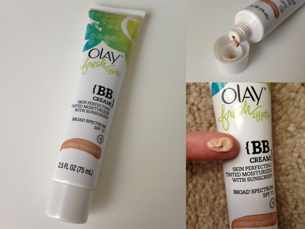 collage of olay fresh effects bb cream in light to medium