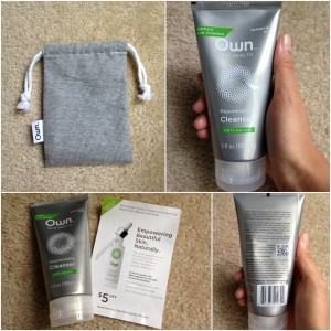 collage of own skin health anti-aging rejuvenating facial cleanser