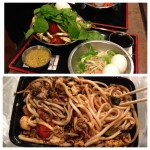 collage of raw ingredients and finished cooked product at mongolian grill