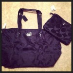 black coach bag with matching inner pouch