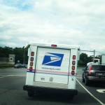 postal truck on road