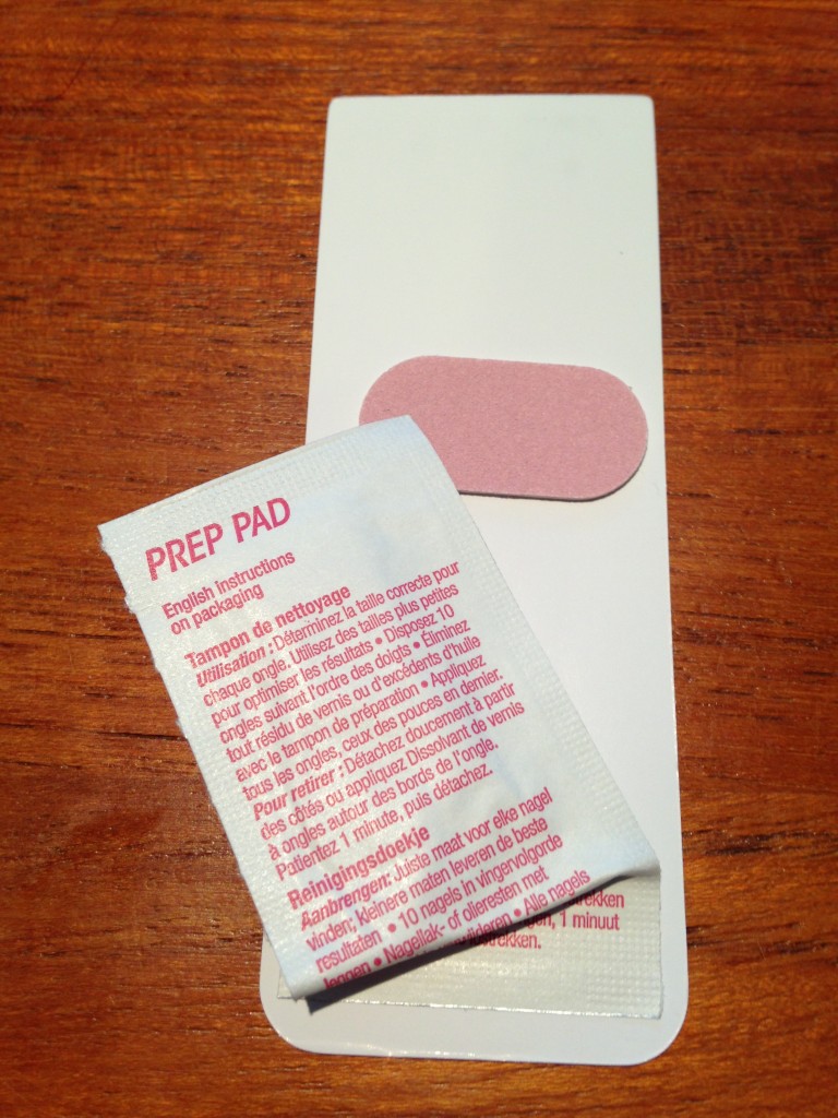 prep pad and pink mini nail file for adhesive nails
