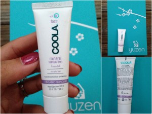 collage of coola organic face mineral sunscreen unscented spf 20 sample tube