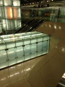 entrance escalators down to washington dulles international airport aerotrain between terminals