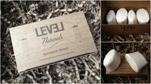 collage of level naturals shower bombs box of four included in valentine's 2013 blissmobox