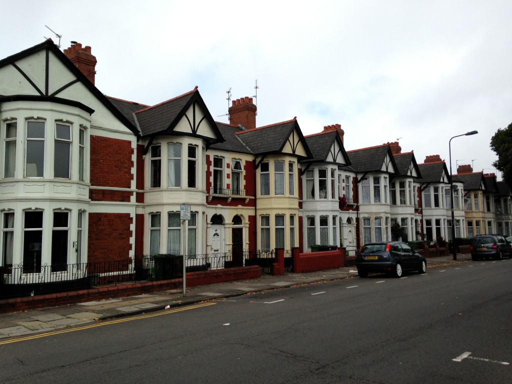 row of european houses in cardiff