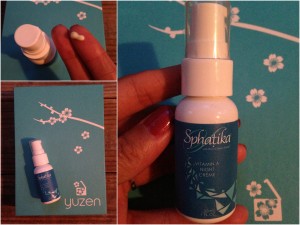 collage of sphatika with elixir of quartz crystal vitamin a night creme bottle