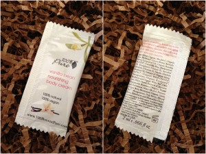 collage of 100% pure vanilla bean nourishing body cream sample