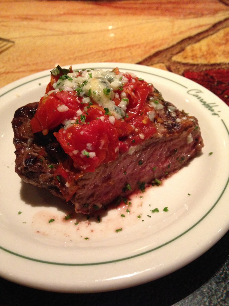carrabbas bistecca ardente sirloin with roasted tomatoes sample