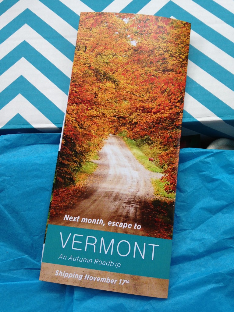 escape monthly october hawaii box info card back with preview of next month's box theme of vermont