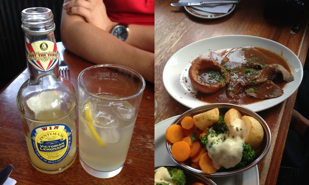 collage of gert & henry's food including lemonade and sunday roast