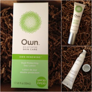 collage of own bio-activating skin care renewing dual protecting day lotion with spf 30