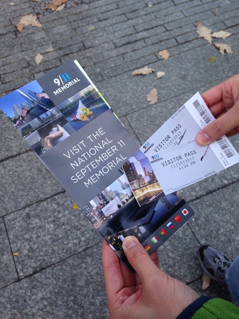 9/11 memorial brochure and tickets