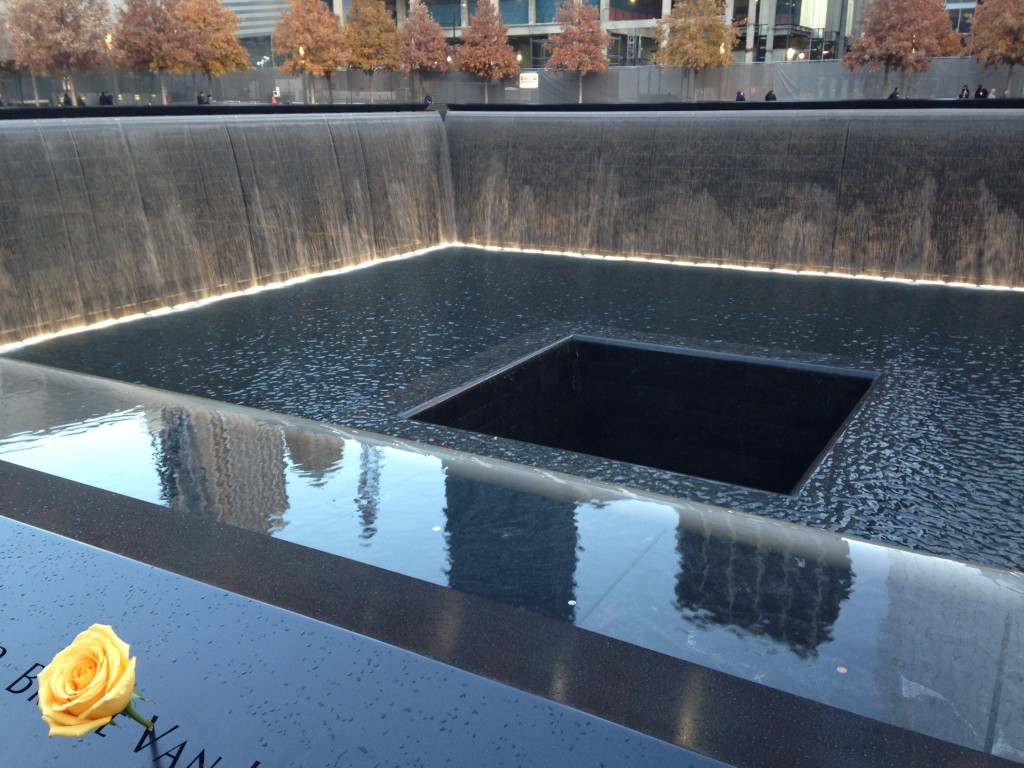 9/11 memorial falling water in deep abyss
