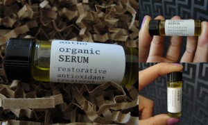 collage of antho organic serum included in april 2013 blissmobox