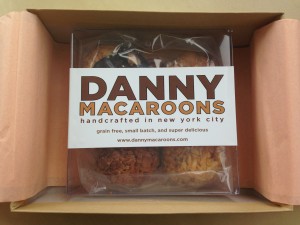 danny macaroons box with salted caramel, chocolate banana nut, spiced pumpkin, and black chocolate stout macaroons