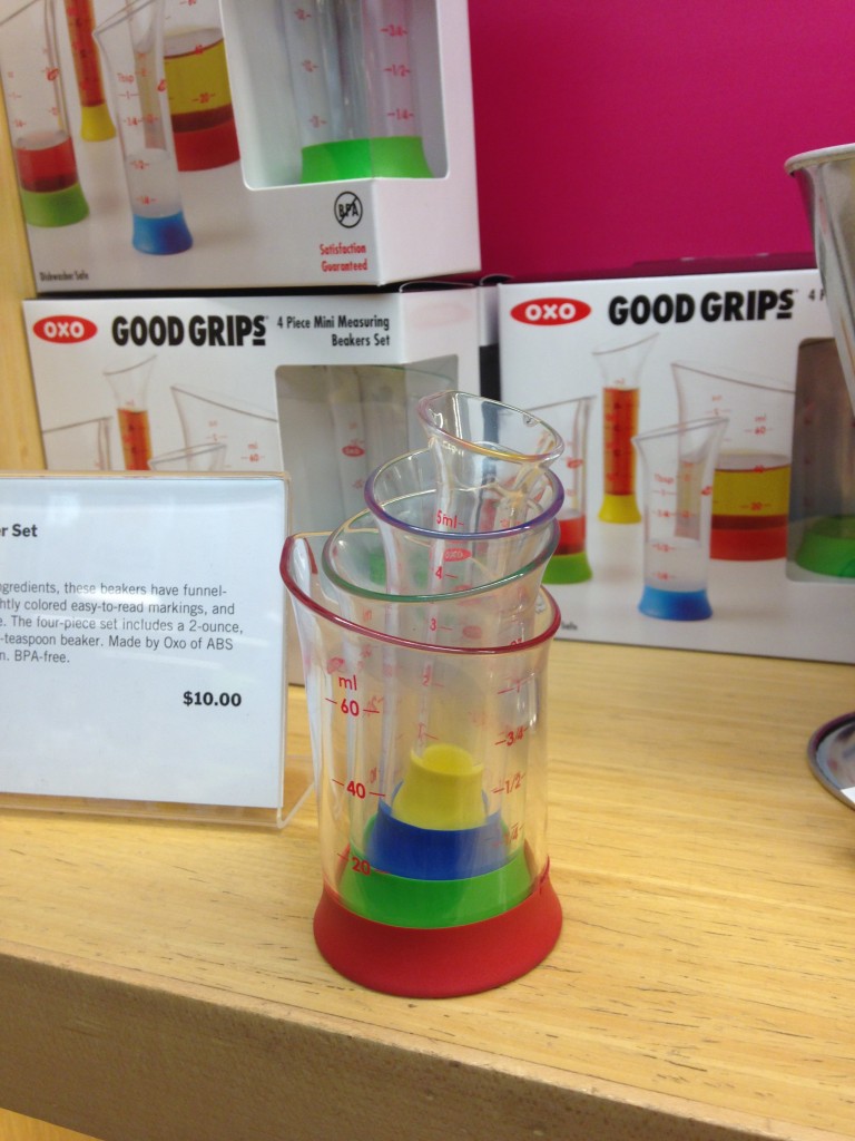 good grips measuring beaker set with four tubes and colorful bases
