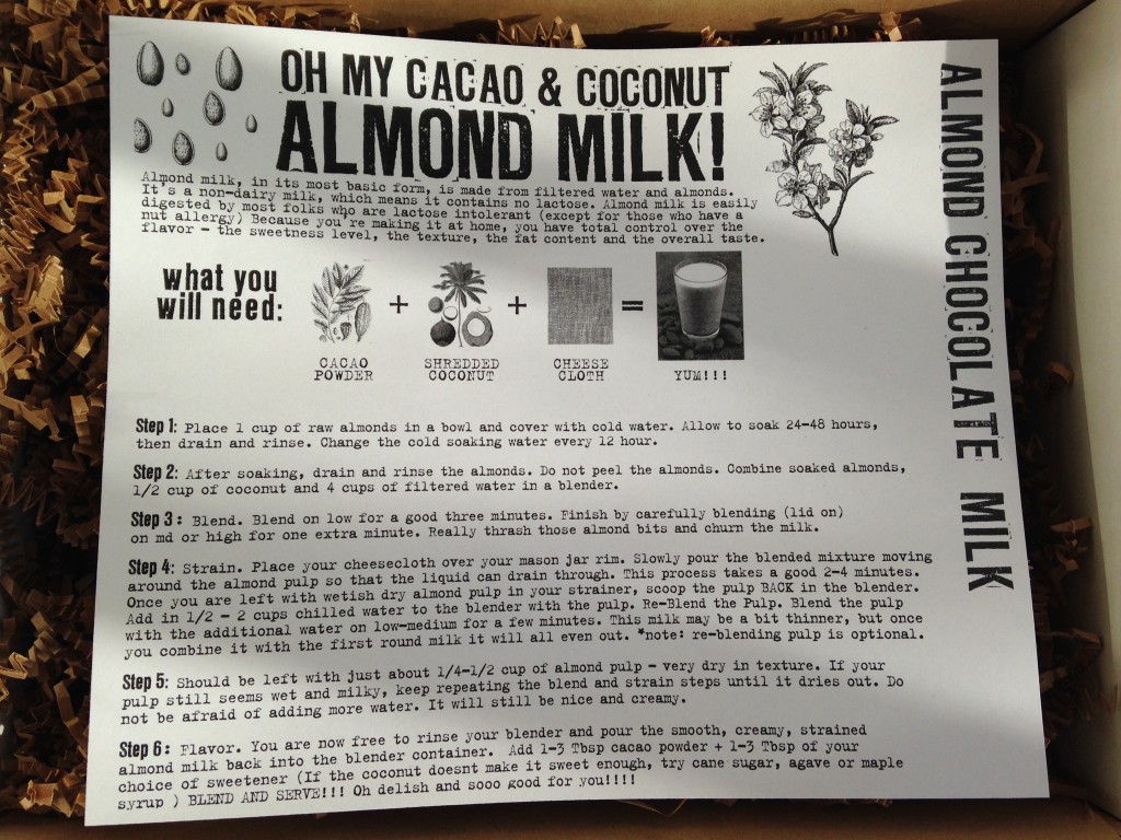 the homegrown collective november 2013 project almond chocolate milk info card