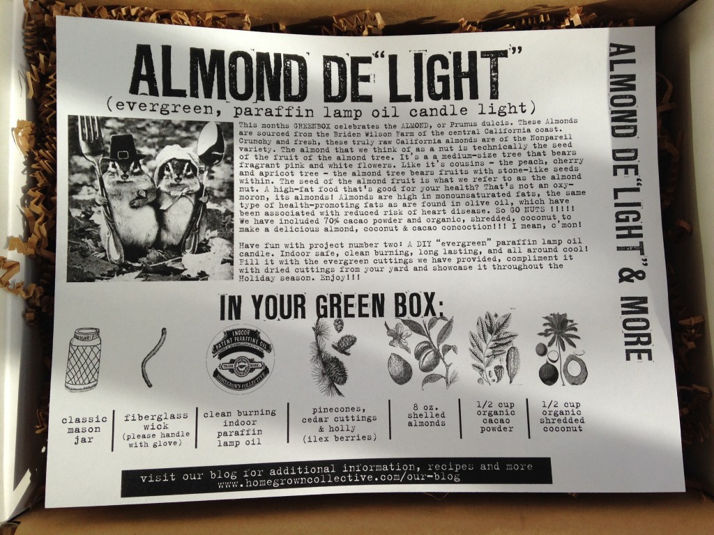 the homegrown collective november 2013 almond de"light" info card