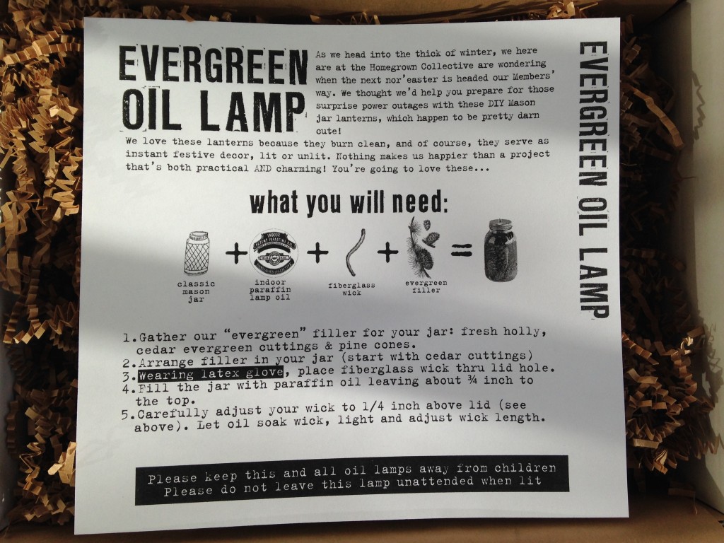 the homegrown collective november 2013 project evergreen oil lamp info card