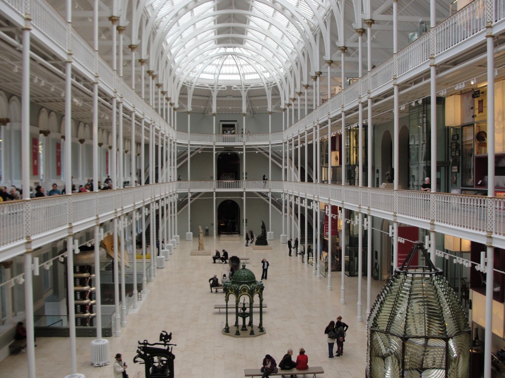 view of giant three story room in museum of scotland