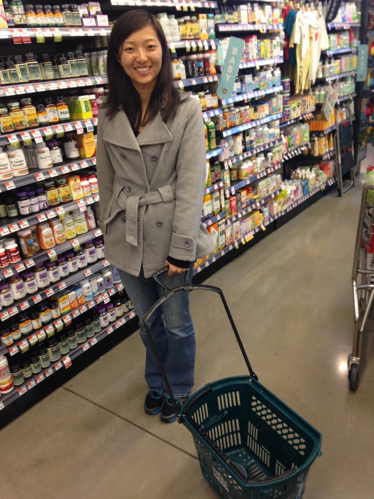 holding cart basket with wheels at whole foods
